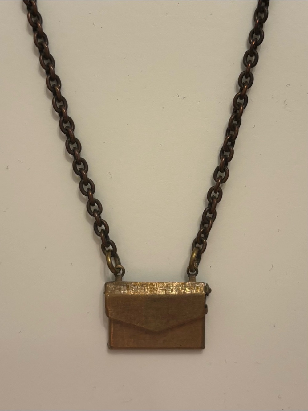 Envelope Pendant Necklace in Antique Brass